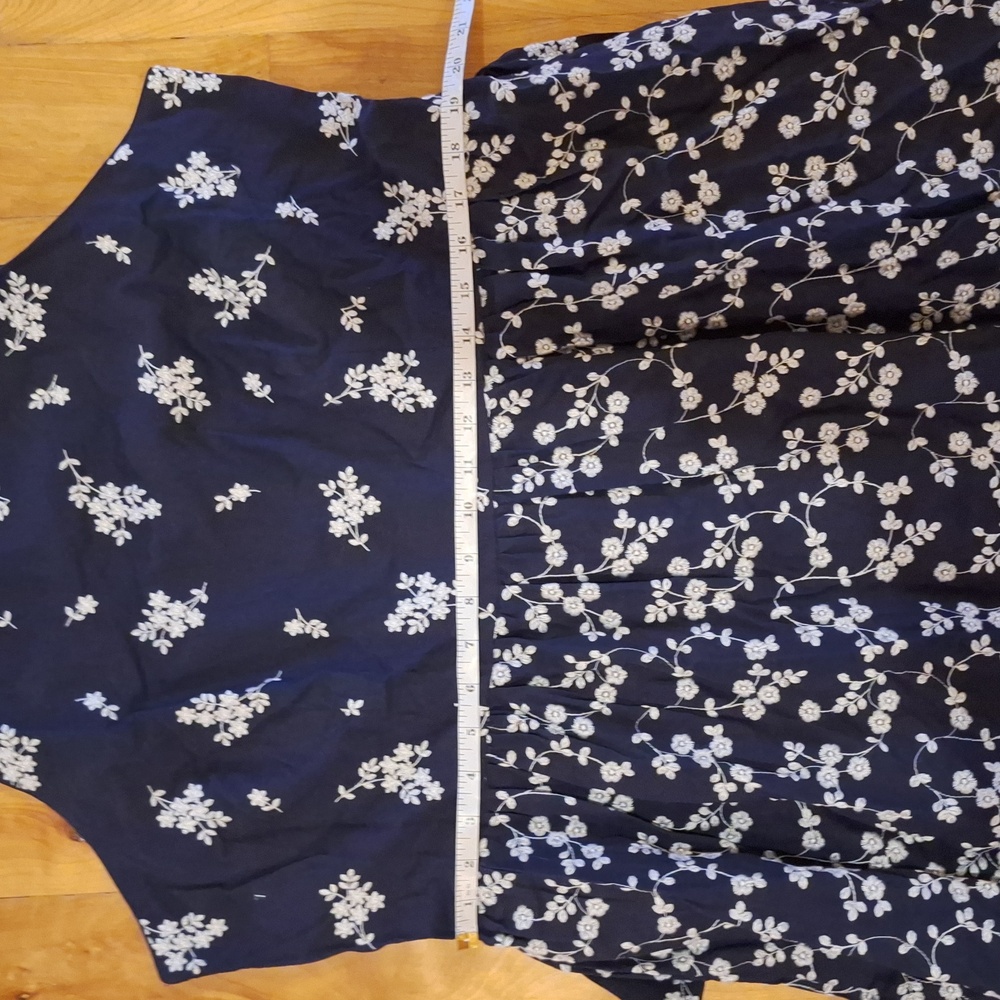 NWT Ann Taylor Embroidered Floral Mido Dress Navy Blue & White Plus Size 16 - Picture 14 of 16